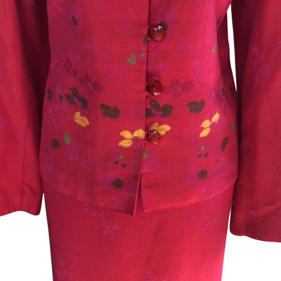 Vintage Gerard Pasquier Raspberry Made in France Two Piece Suit Size 42 Artsy - Picture 3 of 16